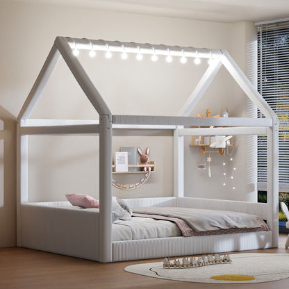 Upholstered House Style Daybed With LED Light Strips Dreamland