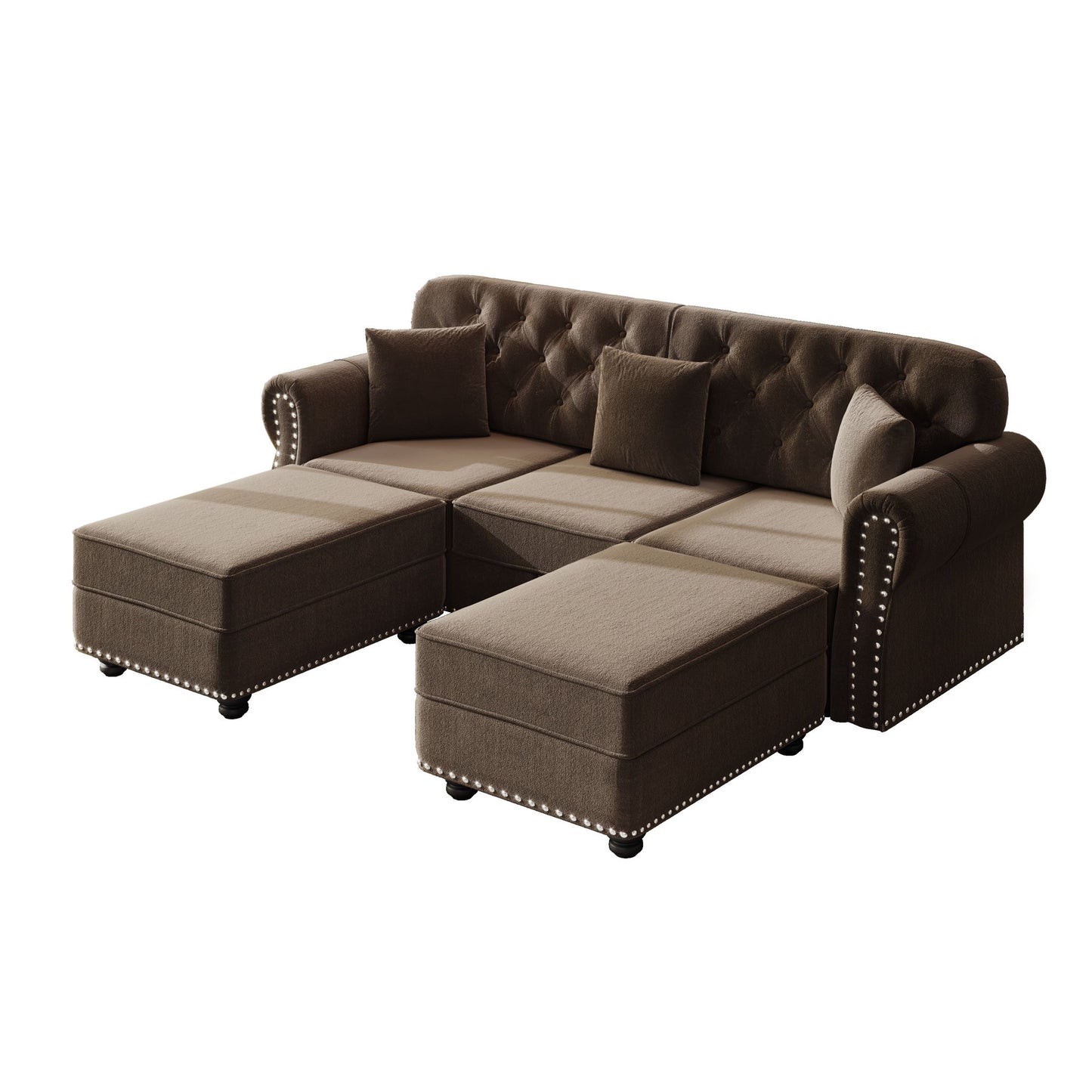 Upholstered Sofa Set With Nailhead Trim And Rolled Armrests, Includes Pillows Home Essentials