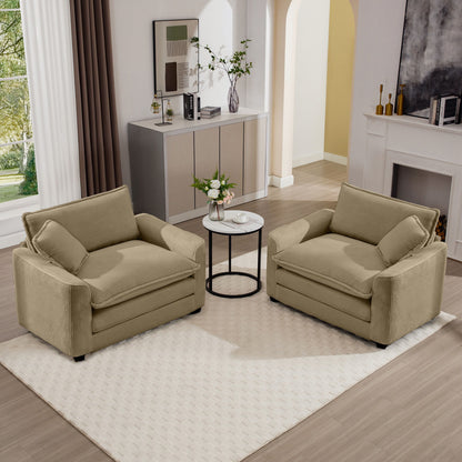 Modern Classic Fabric Single Chair Deep Seat Sofa With Pillow Home Essentials
