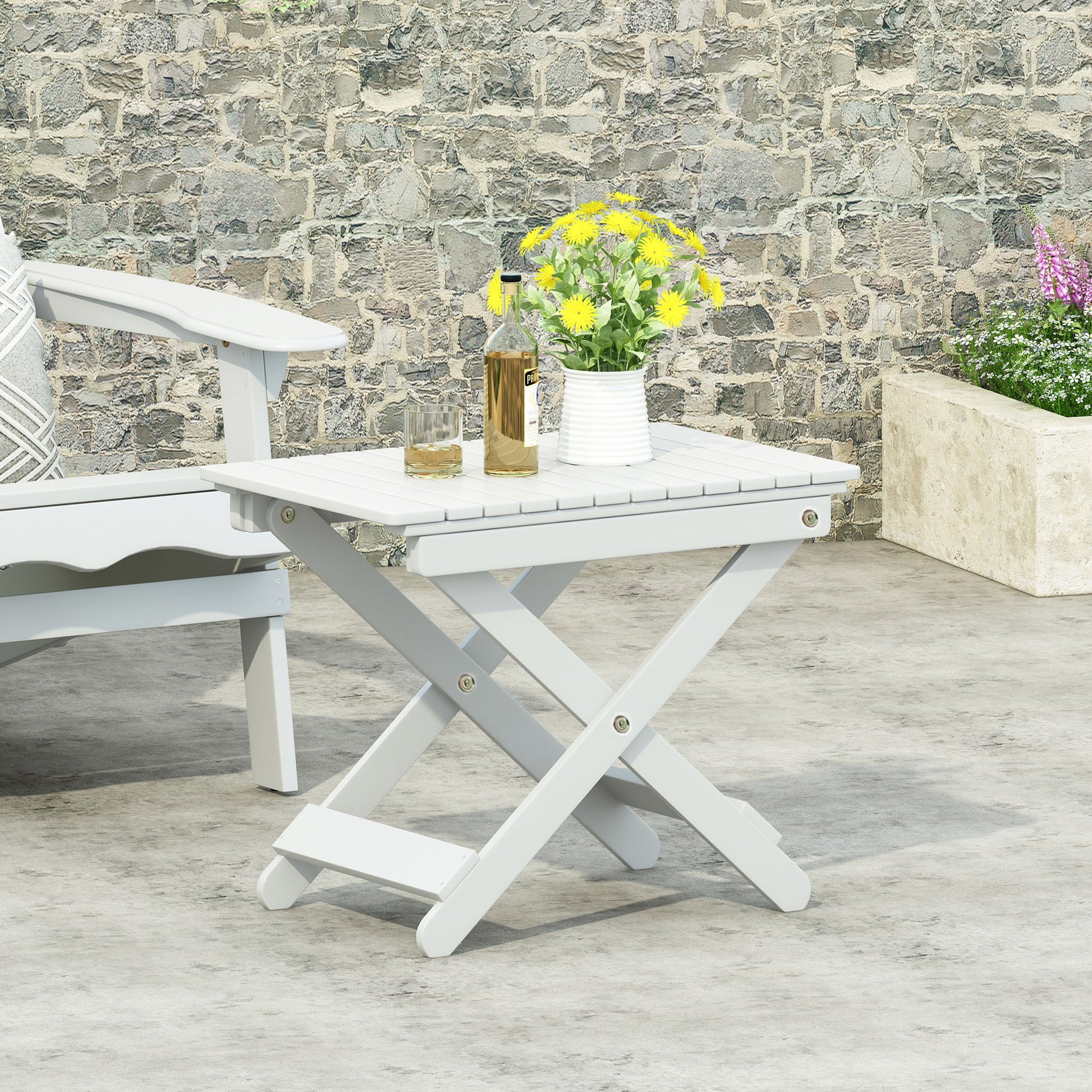 Outdoor Folding Wooden Side Table Noble House