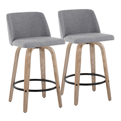 Toriano - Contemporary Fixed-Height Counter Stool & Swivel With Round Footrest (Set of 2) Lumi Source