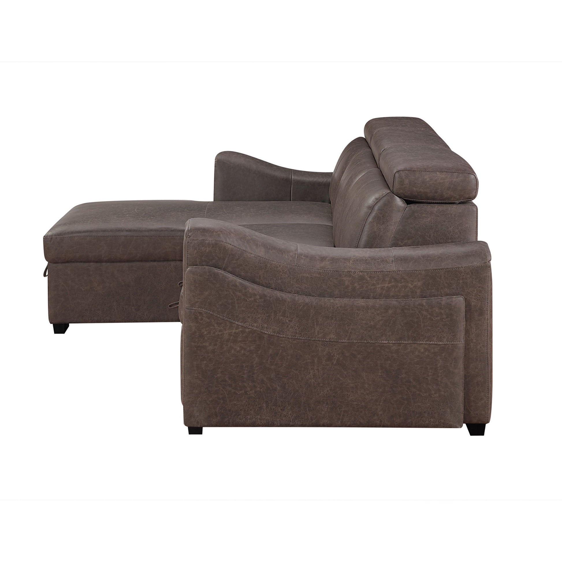 Bruno - Pull Out Complete Sofa Bed With Storage Chaise - Brown Global Furniture USA