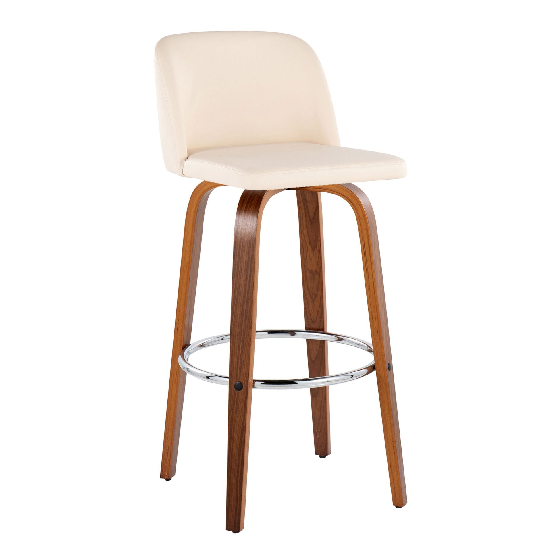 Toriano - Mid Century Modern Fixed Height, Barstool With Swivel With Round Footrest (Set of 2) Lumi Source