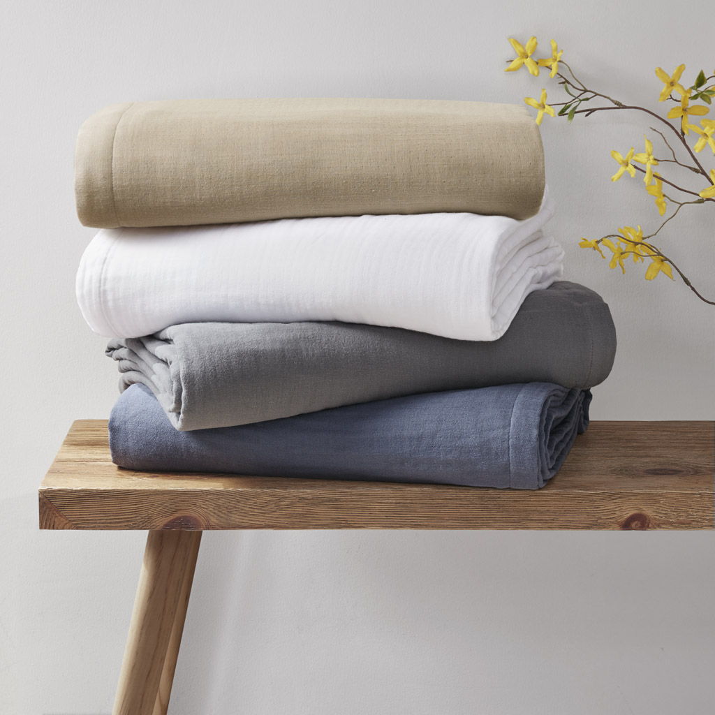 Gauze - Full Lightweight Blanket - Charcoal Clean Spaces