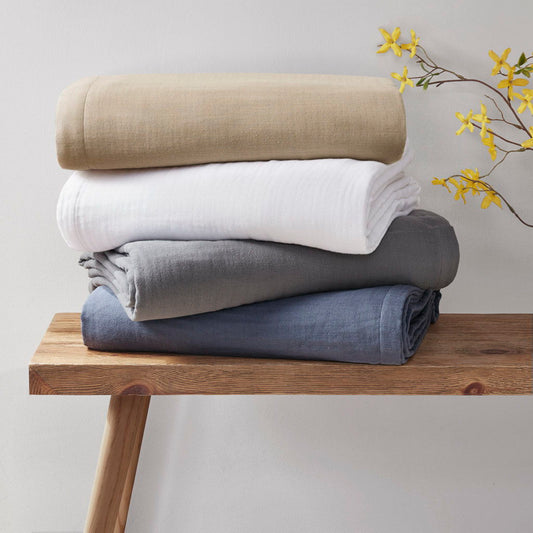 Gauze - Full Lightweight Blanket - Charcoal Clean Spaces