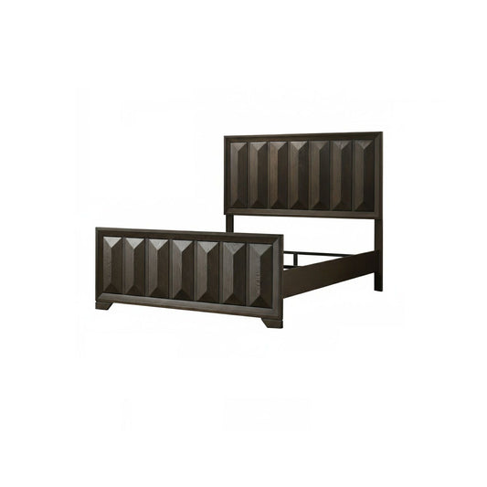 3 Piece Bedroom Set With Faceted Panels Bed And 2 Nightstands Home Essentials