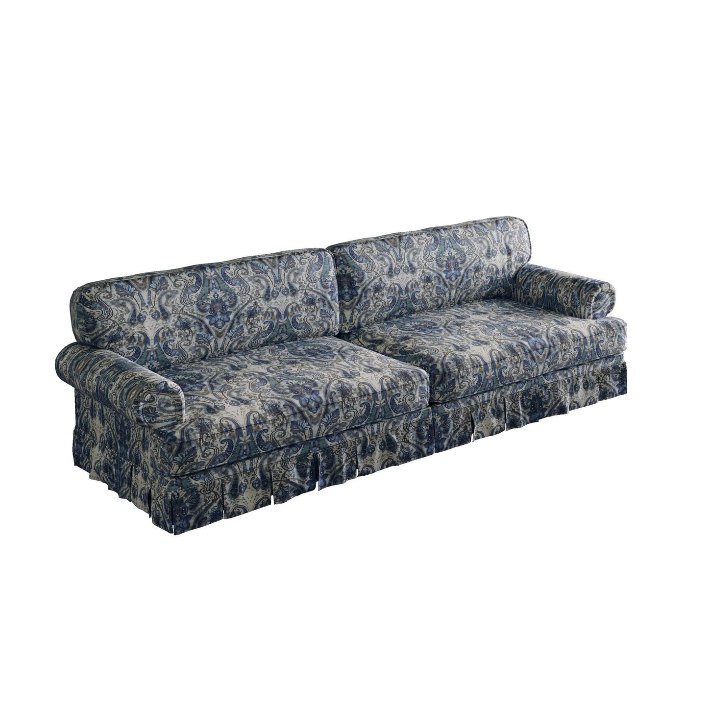 Luxuriously Comfortable Cloud Couch With Elegant Rolled Arms & Pleated Skirt Design Home Essentials