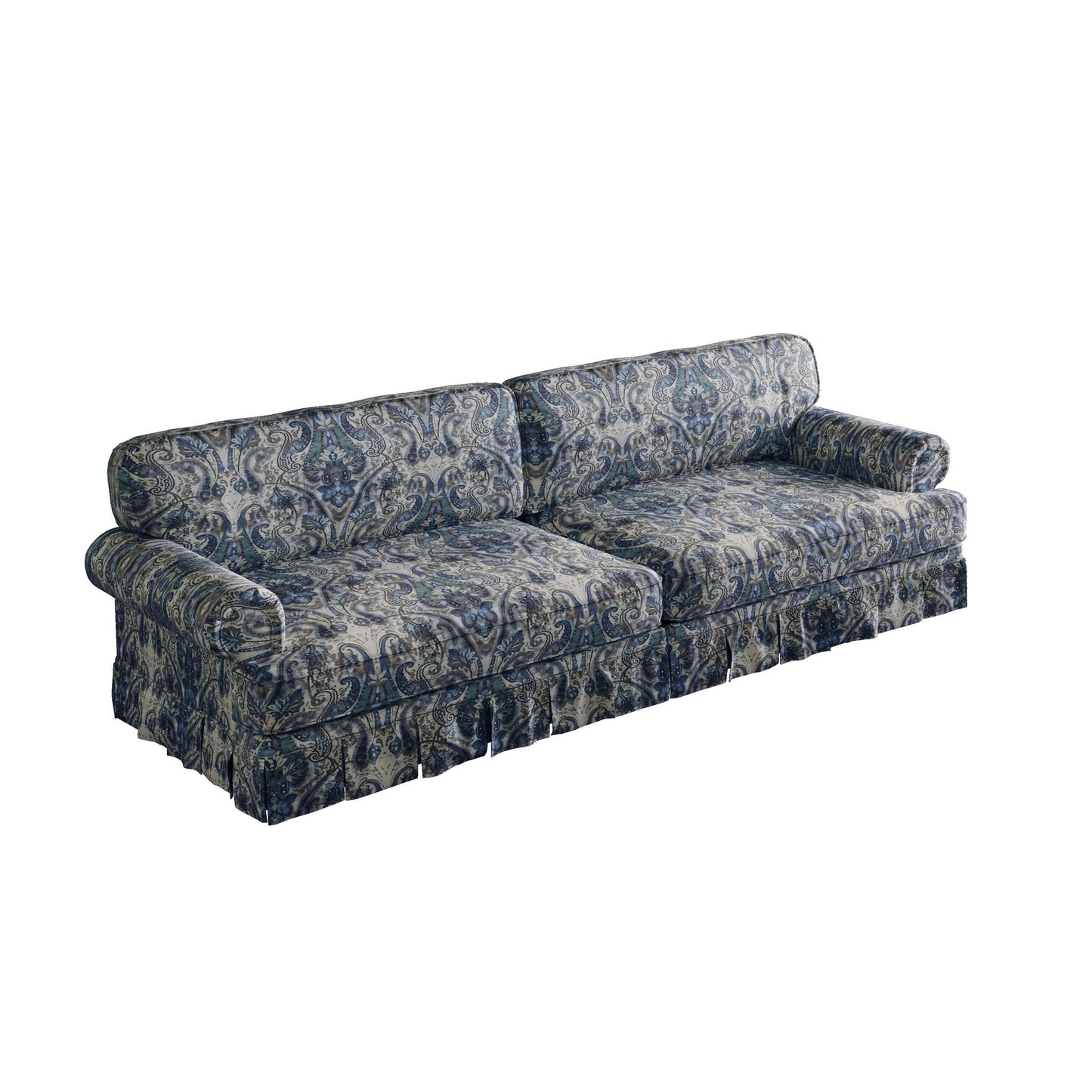 Luxuriously Comfortable Cloud Couch With Elegant Rolled Arms & Pleated Skirt Design Home Essentials