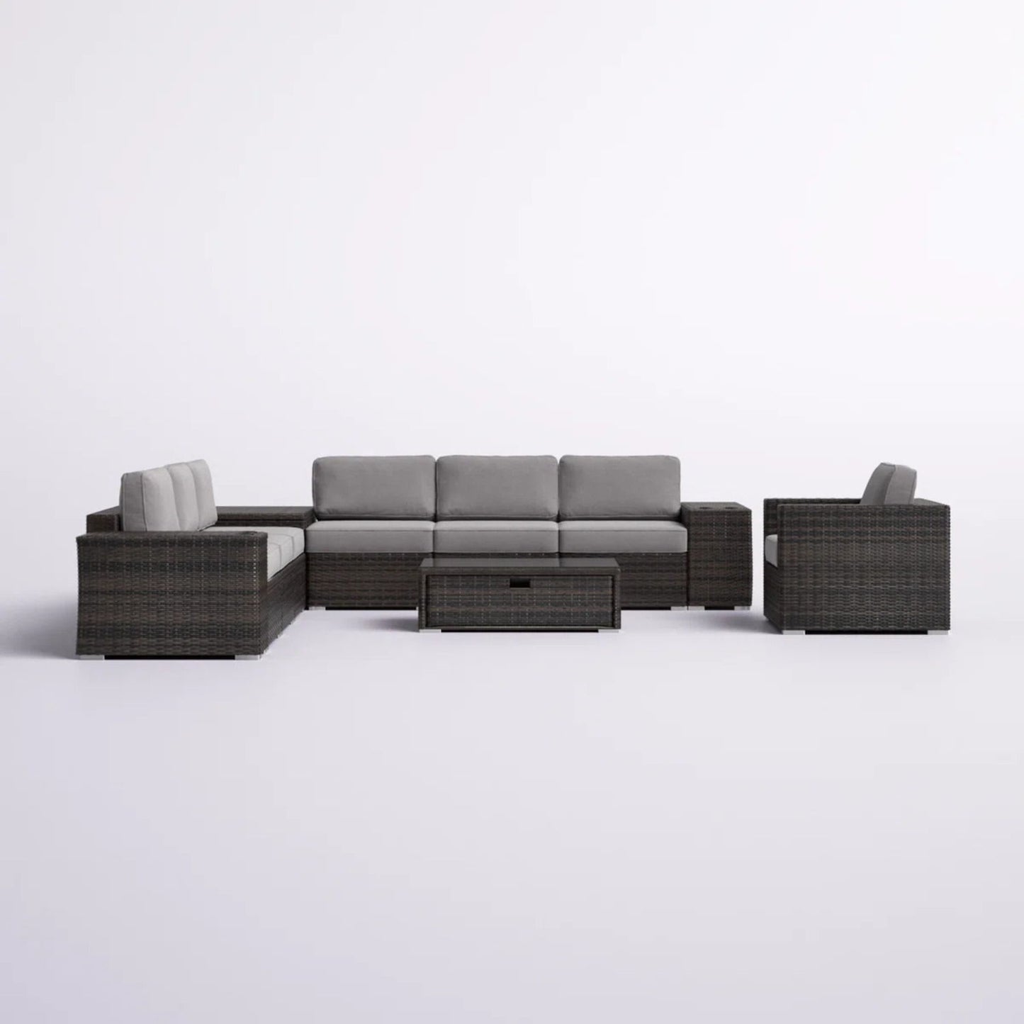 Modern Patio Rattan Sectional Set With Cushions LSI Patio Furniture