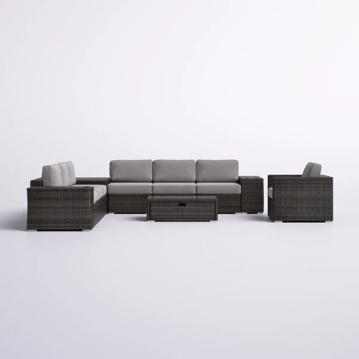 Modern Patio Rattan Sectional Set With Cushions LSI Patio Furniture