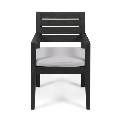 Outdoor 6 Seater Dining Set With Bench - Dark Gray / Light Gray Noble House