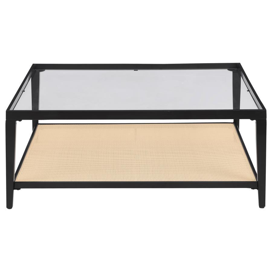 Amherst - Glass Top Metal with Cane Shelf Table Coaster Fine Furniture