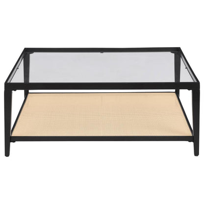 Amherst - Glass Top Metal with Cane Shelf Table Coaster Fine Furniture