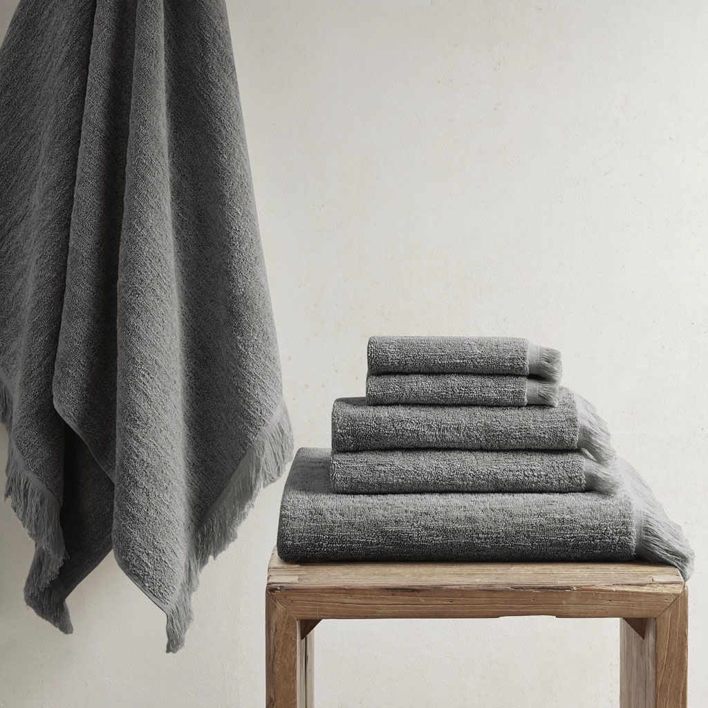 Nova - Dobby Slub 6 Piece Towel Set - Charcoal