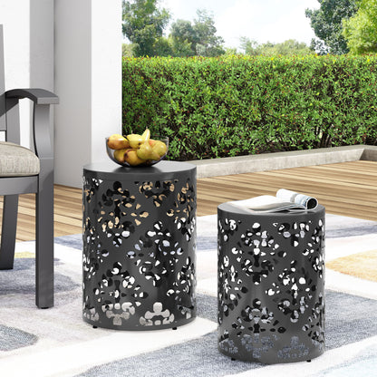 Outdoor Metal Modern Design End Table Noble House