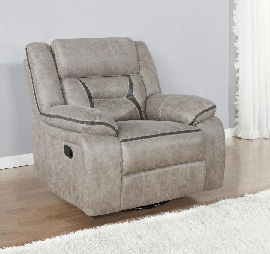Greer - Upholstered Swivel Glider Recliner Chair CoasterEveryday