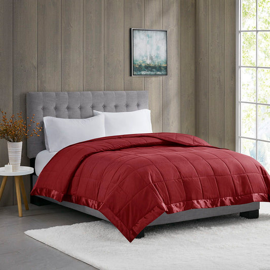 Windom - Lightweight Down King Alternative Blanket With Satin Trim - Burgundy