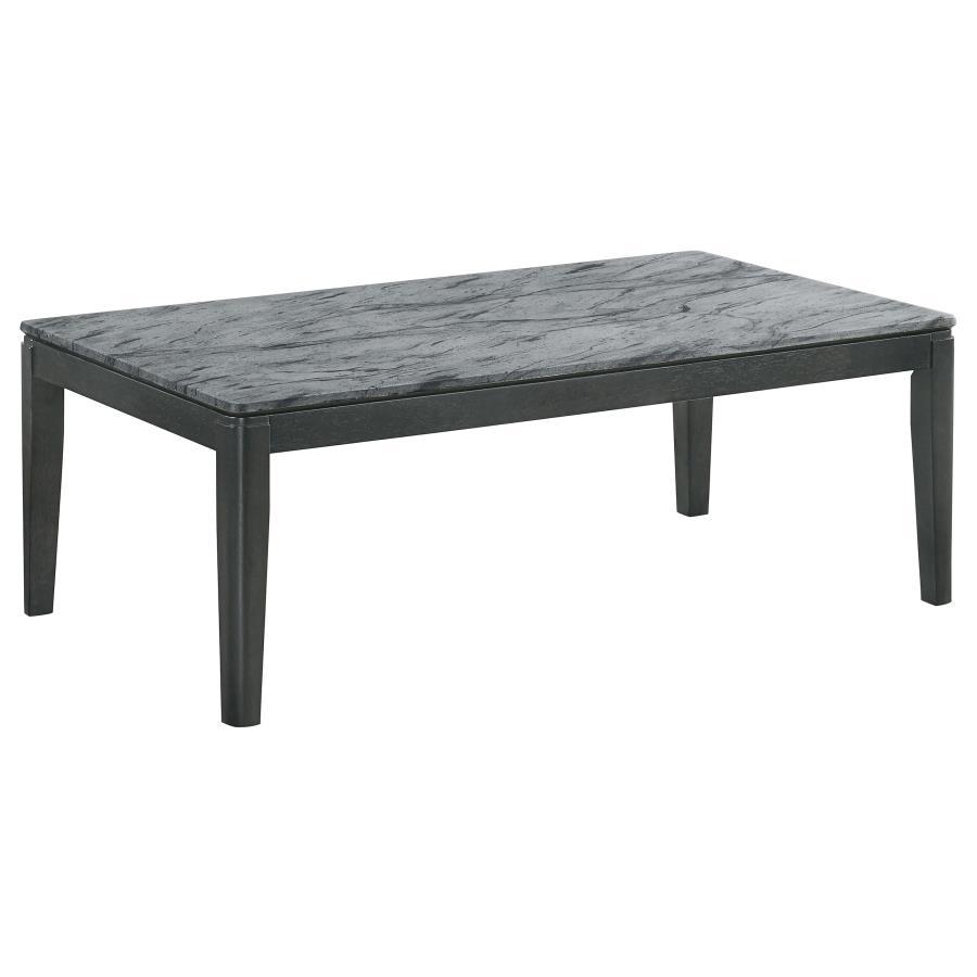 Mozzi - Rectangular Faux Marble Coffee Table - Gray And Black