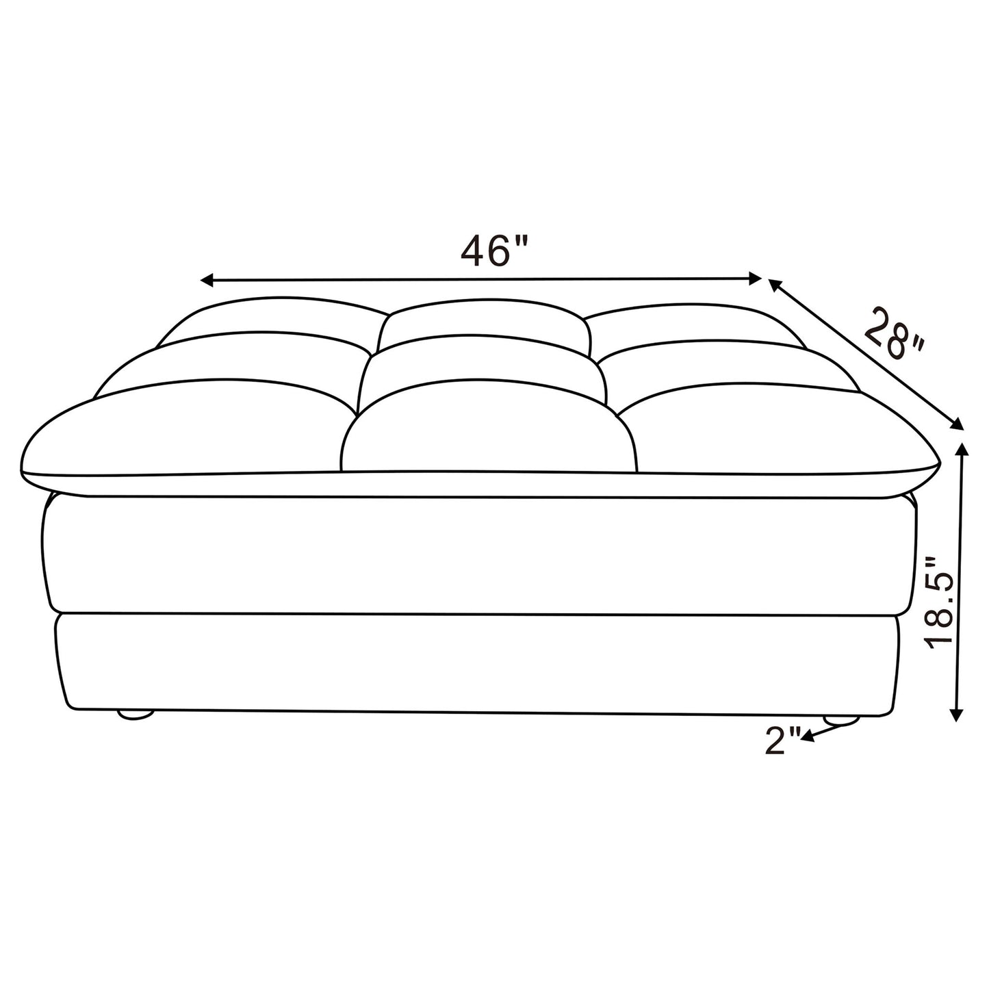 Azure - Upholstered Rectangular Ottoman - Blue Furniture Max