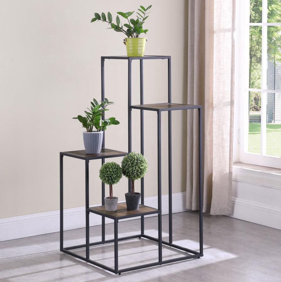 Rito - 4-Tier Multi - Display Shelf - Rustic Brown And Black CoasterEveryday