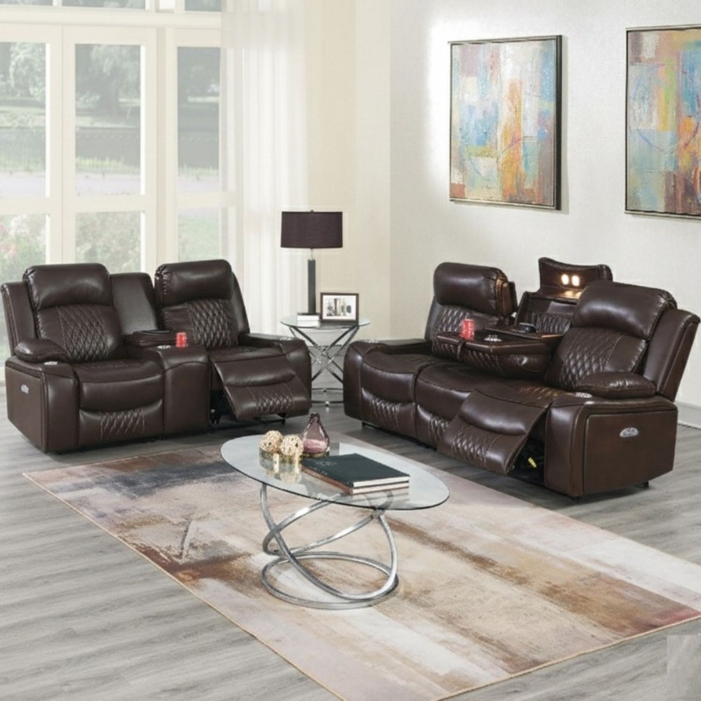 Power Motion Living Room Set With USB Port, Adjustable Headrest, Cup Holder Home Essentials