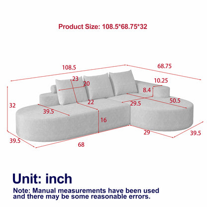 Modern Curved Sofa, L-Shaped Modular Sectional Set With 3 Pillows Home Essentials