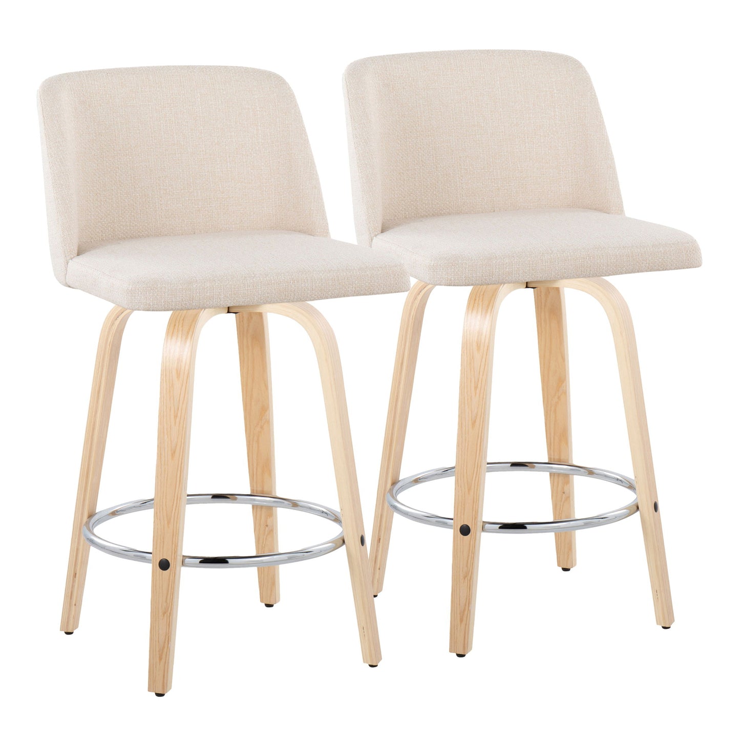 Toriano - Contemporary Fixed-Height Counter Stool With Swivel And Round Footrest (Set of 2) Lumi Source