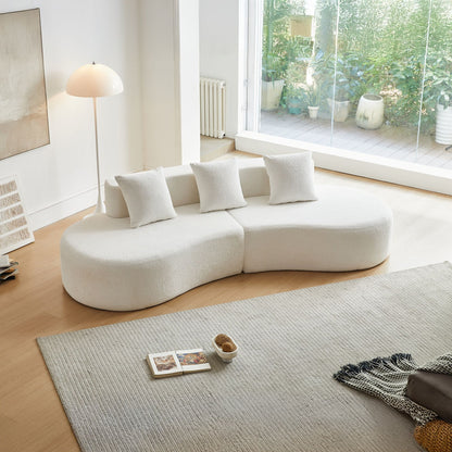 Curved Boneless Couch, Half Moon Sofa, 5 Seat Couch With High Density Foam Filled For Living Room - White Home Essentials