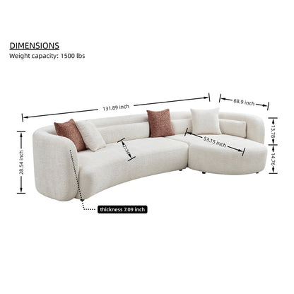 Curved Sectional Sofa, L - Shape Modular Chaise Home Essentials