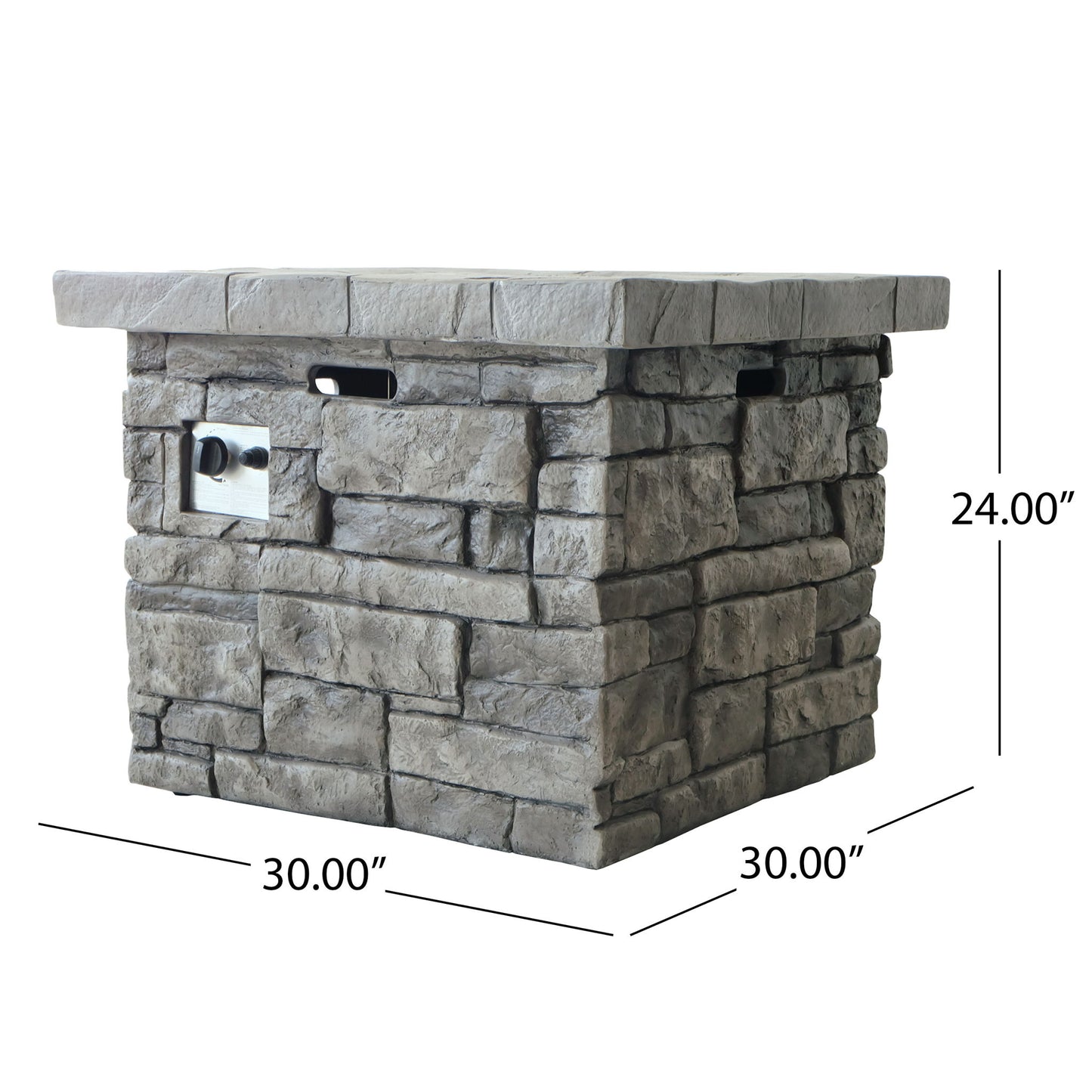 Outdoor Square Propane Fire Pit 40, 000 Btu - Gray Noble House