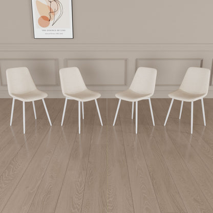 Modern Kitchen Dining Chairs (Set of 4) With Linen Padding And Sturdy Metal Legs - Beige Home Essentials