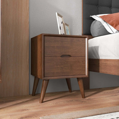 Alexandra - Night Stand With 2 Drawers - Walnut Brown Ashcroft Furniture