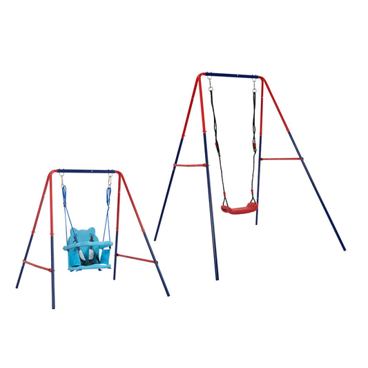 Xiunan Leisure - 2 In 1 Baby Swing Set Safe Playground Accessory - Blue / Red Daily Nest