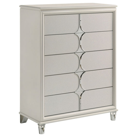 Olivia - 5-Drawer Bedroom Chest Of Drawers - Pearl White Coaster Fine Furniture