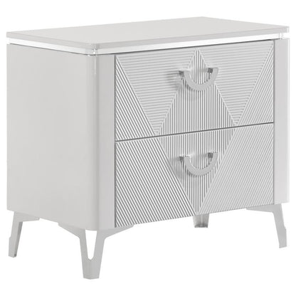 Cassia - 2-Drawer Nightstand Bedside Table - White High Gloss Coaster Fine Furniture
