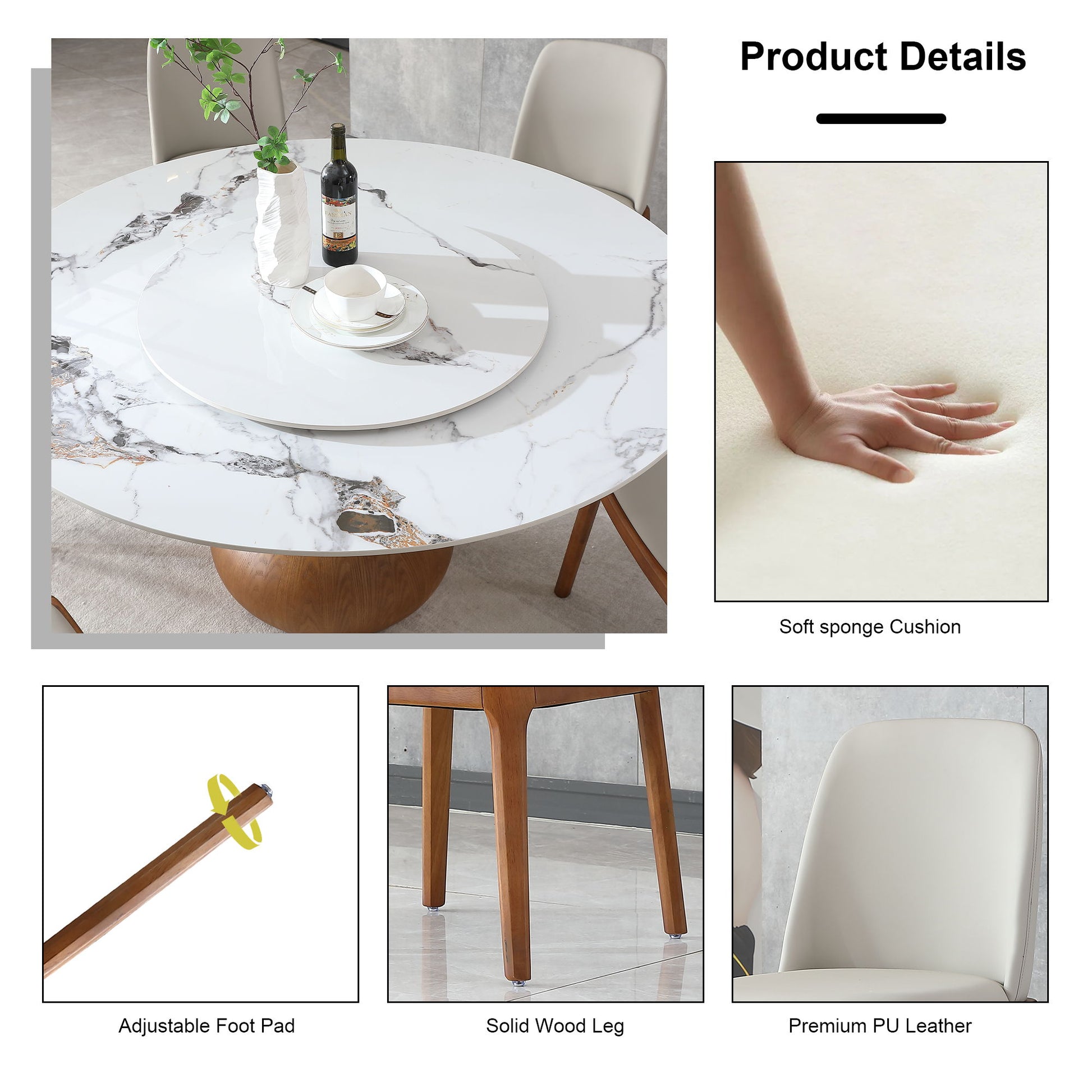 Round Modern Marble Dining Table With Chairs Home Essentials