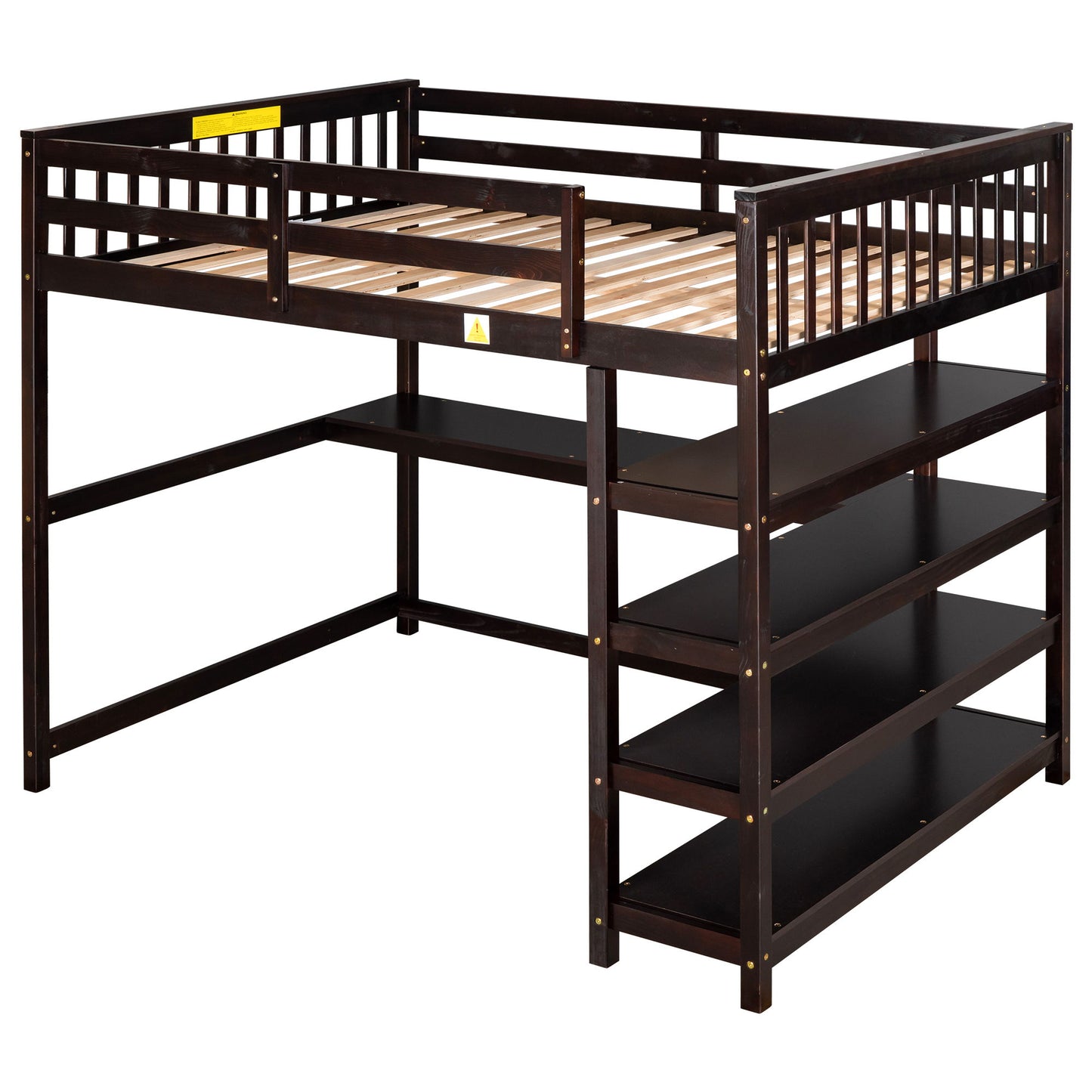 Loft Bed With Storage Shelves And Under Bed Desk Hearth and Haven