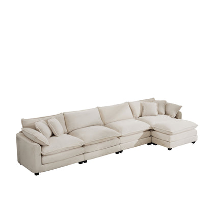 Modern Oversized Modular Cushion Sofa With Ottoman, Low Back, Deep Seating Sofa Set Home Essentials