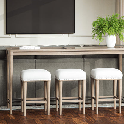 Glass Console Table With 3 Stools - Frosted Bernards Furniture
