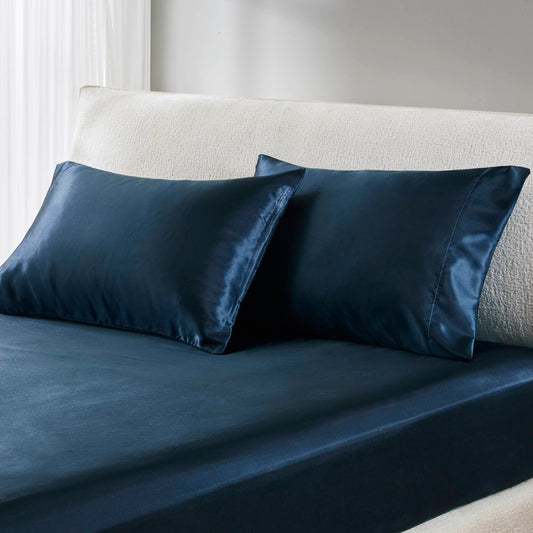 Satin - King Luxury Pillowcases (Set of 2) - Midnight Blue Madison Park Essentials