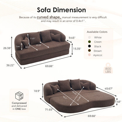 Foldable Sofa Bed, Boneless Couch Convertible Sleeper With 4 Pillows Home Essentials