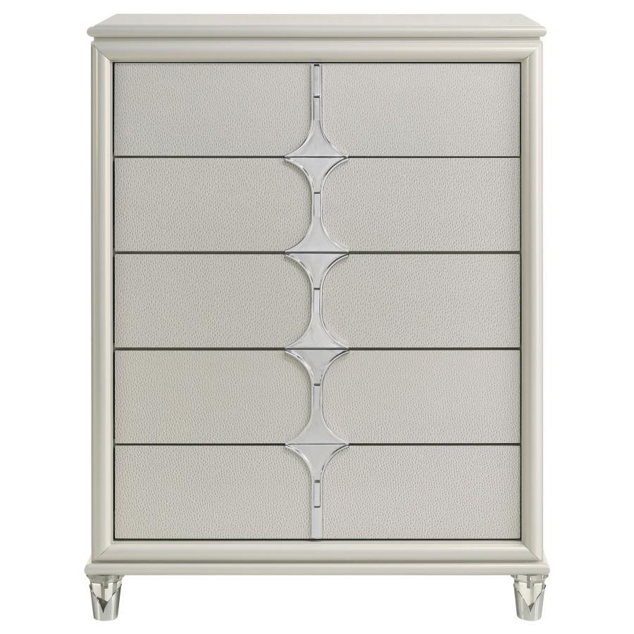 Olivia - 5-Drawer Bedroom Chest Of Drawers - Pearl White Coaster Fine Furniture