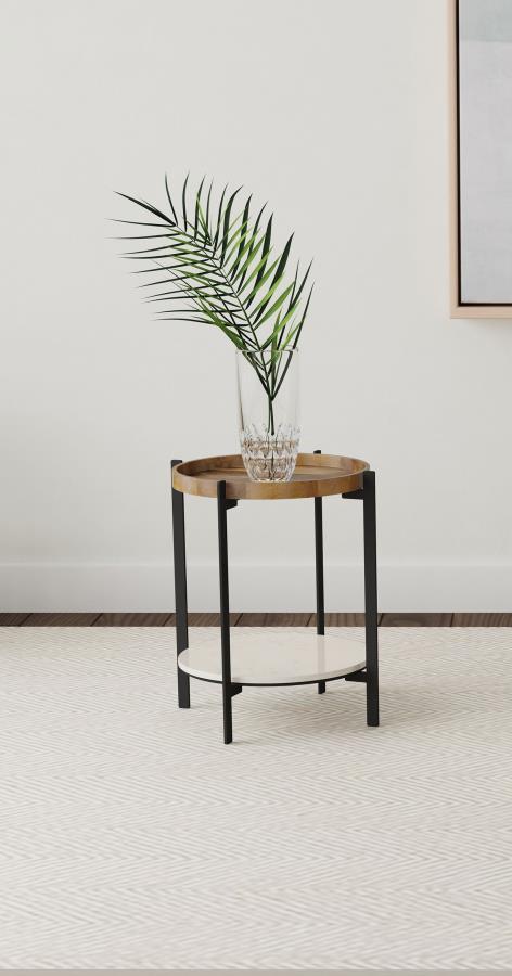 Adhvik - Round Table With Marble Shelf Coaster Fine Furniture