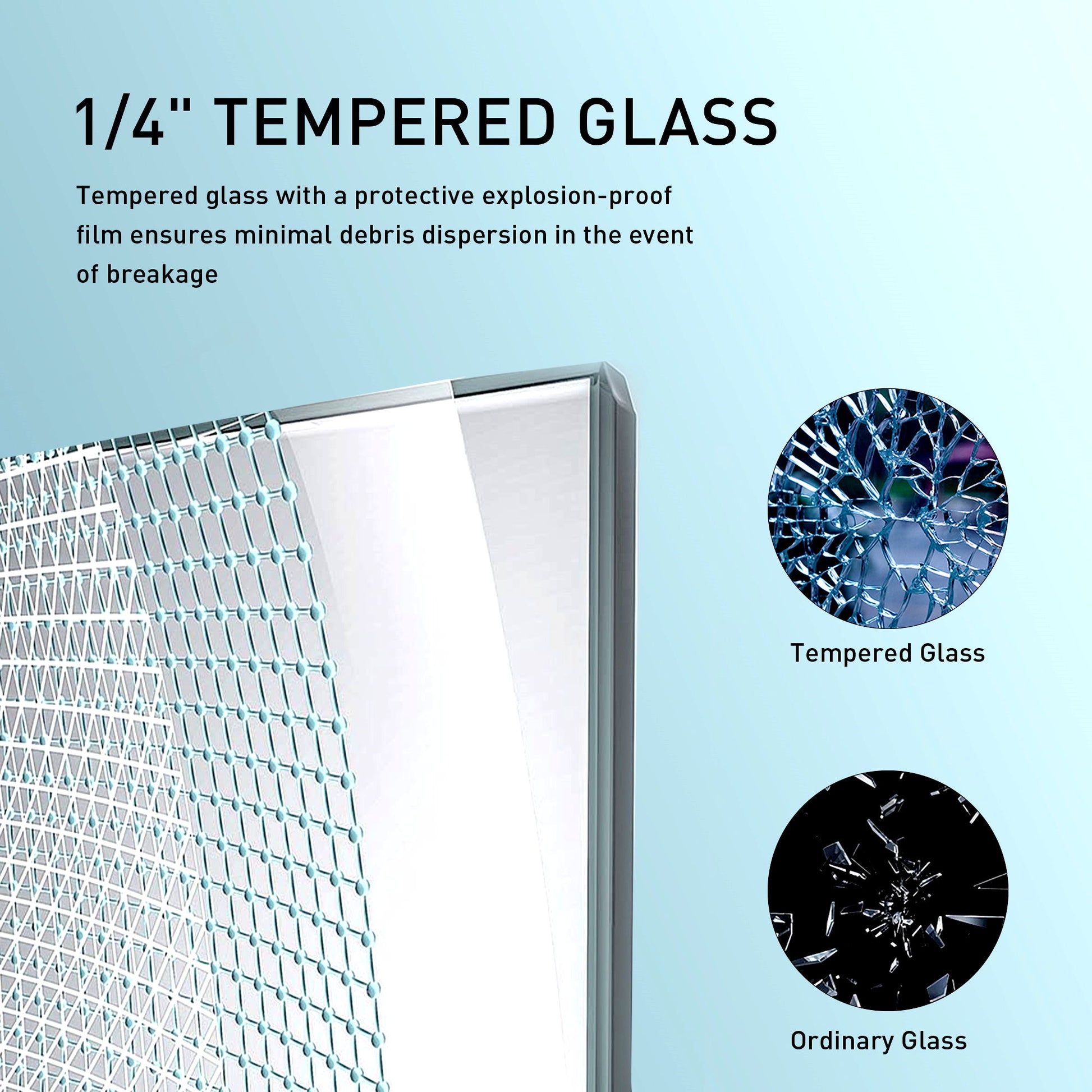 Frameless Soft-Closing Shower Door, 1/4" (6 Mm) Tempered Glass Single Sliding With Explosion Proof Coating Daily Nest