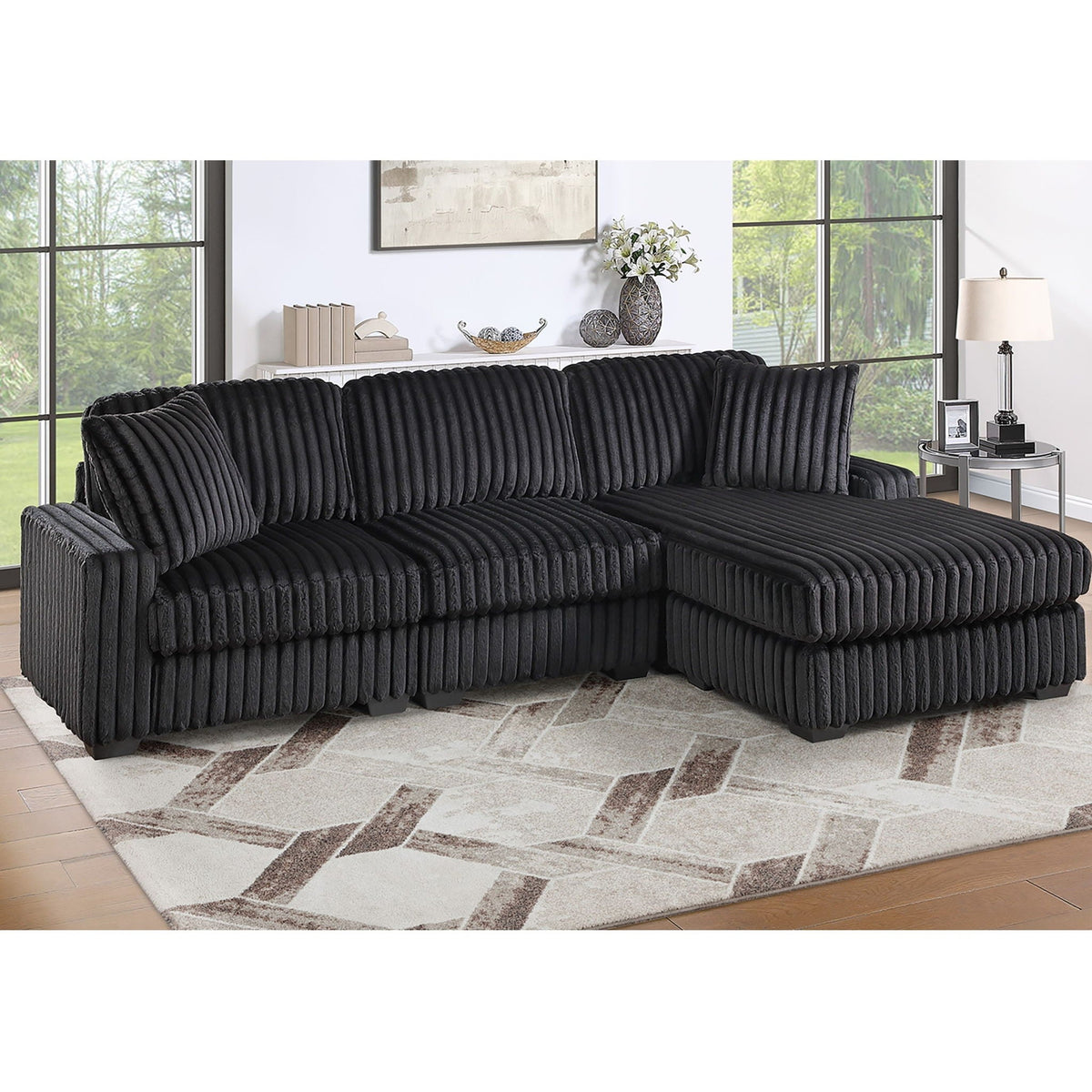 Sectional Sofa Set With Reversible Chaise, Living Room Furniture Home Essentials