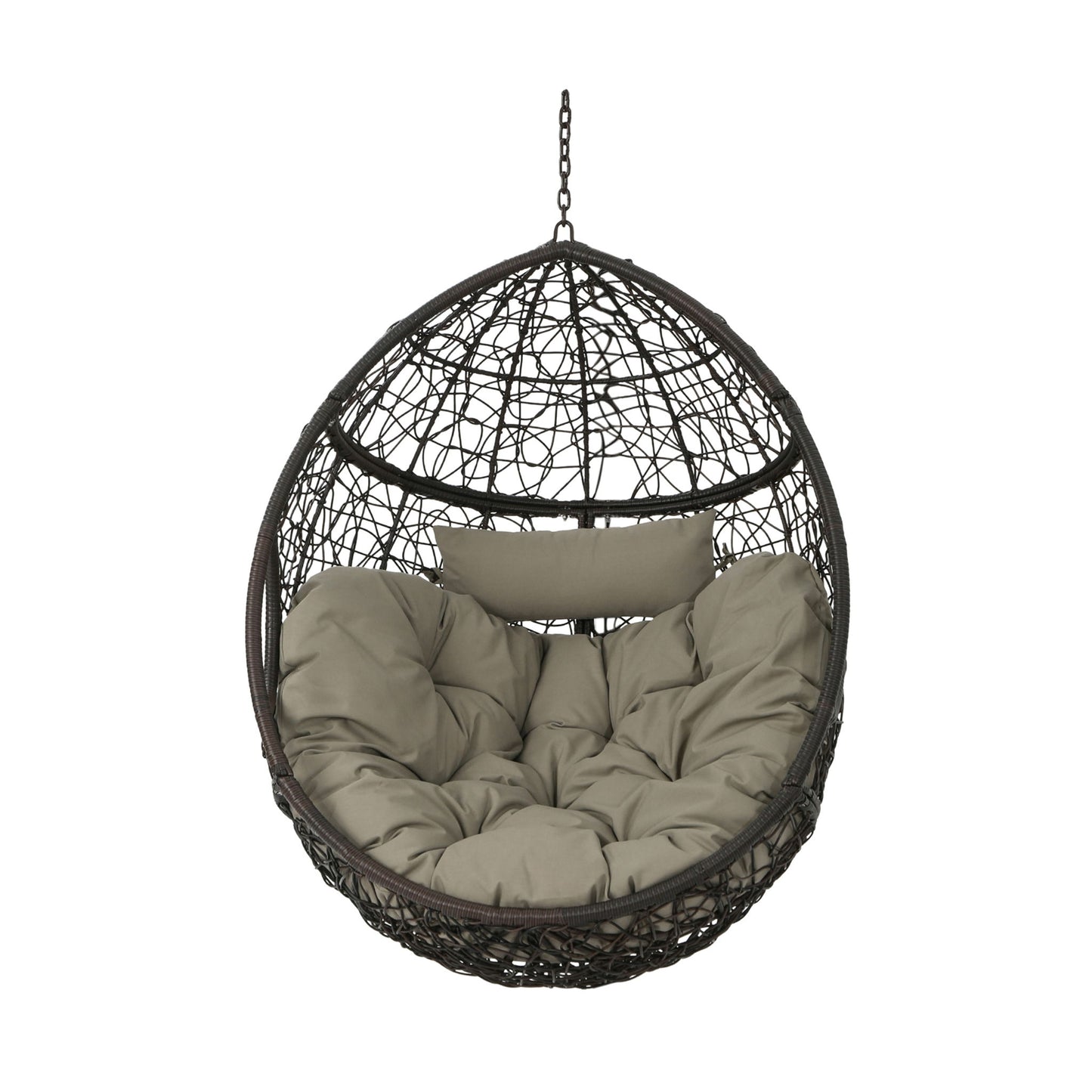 Kylie - Boho Style Hanging Basket Chair Rattan With Water Resistant Cushions Noble House