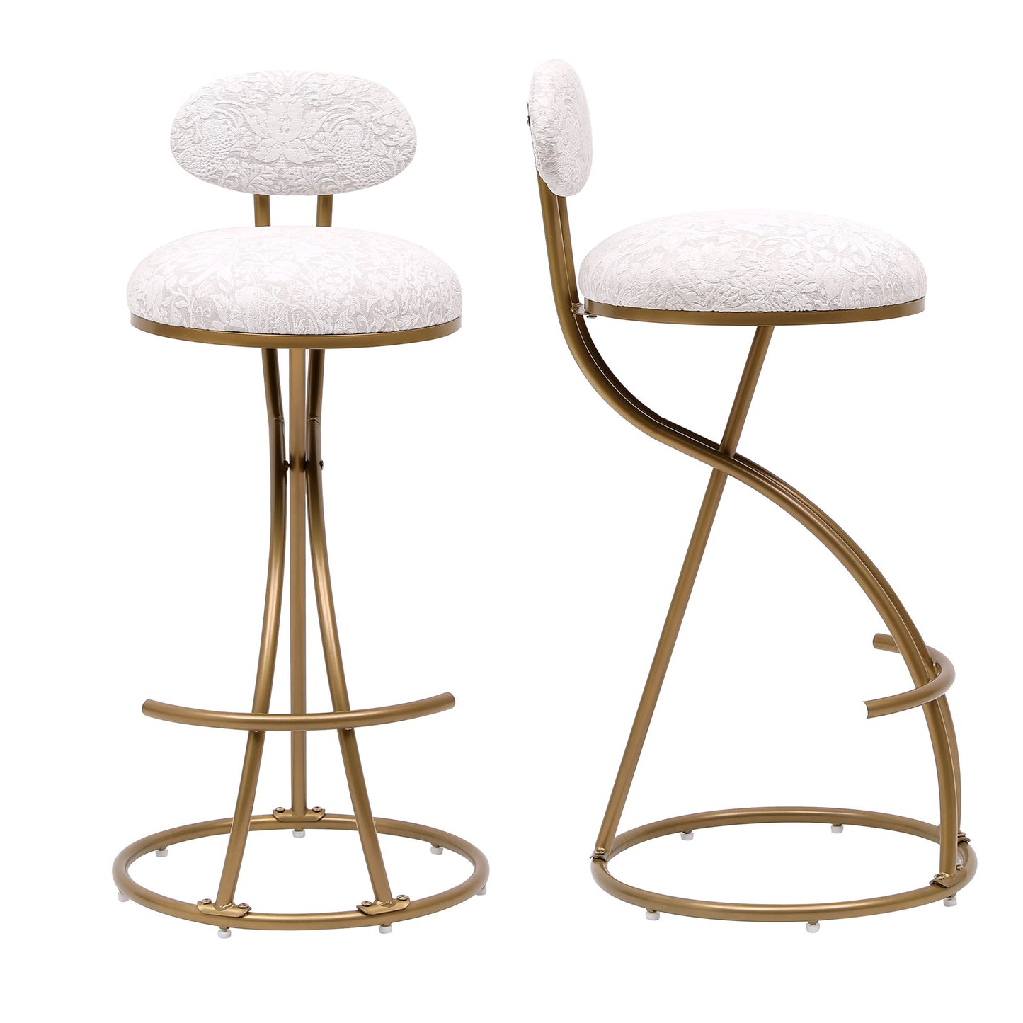 Round Print Bar Stools Upholstered Chairs For Kitchen (Set of 2) Home Essentials