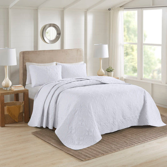 Oakley - 3 Piece Reversible Microfiber Bedspread Set - White