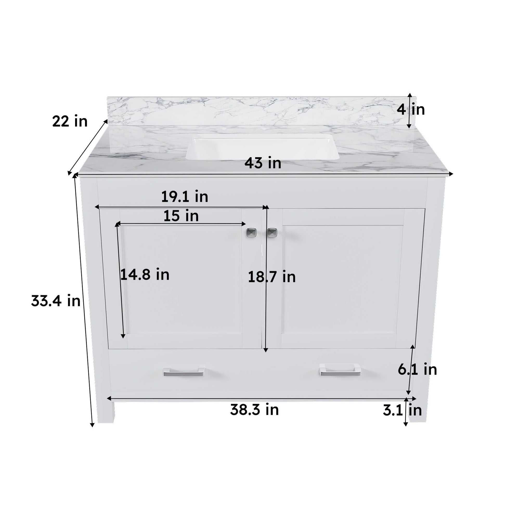 43" Bathroom Vanity Multi Functional Cabinet - White Home Essentials