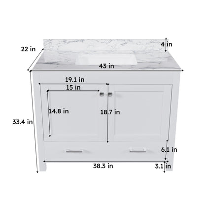 43" Bathroom Vanity Multi Functional Cabinet - White Home Essentials
